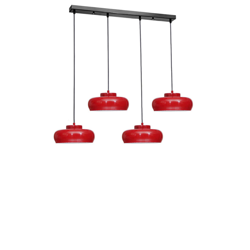 Lustre, 4 étages, Rouge / Noir, Quatre lumières