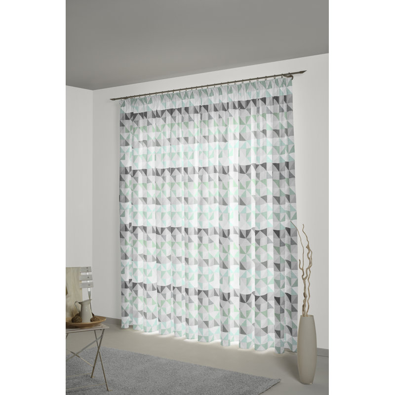 Berlare Cotton/Polyester Room Darkening Pinch Pleat Curtain Panel, 132cm Width x 295cm Drop, Mint