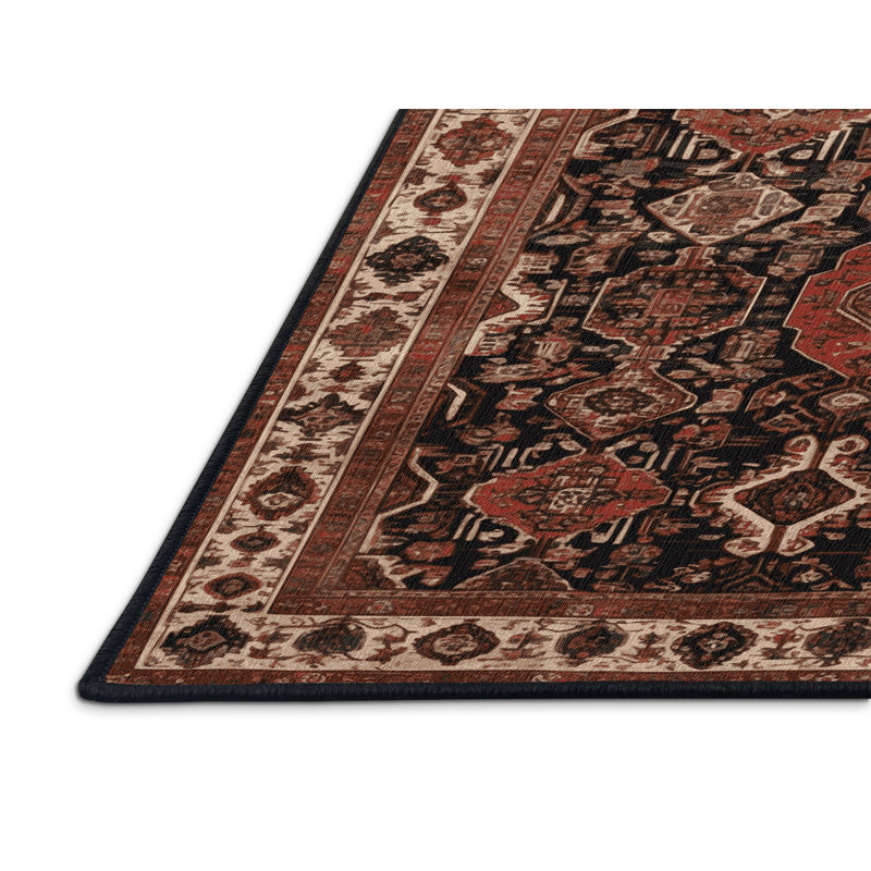 Machine Washable Persian Brown Area Rug, Round 3'