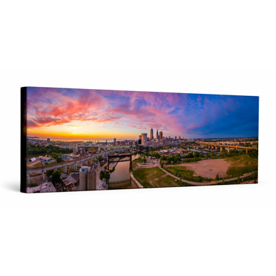 Cleveland Skyline from the Foundry — Panoramic Canvas Wall Art