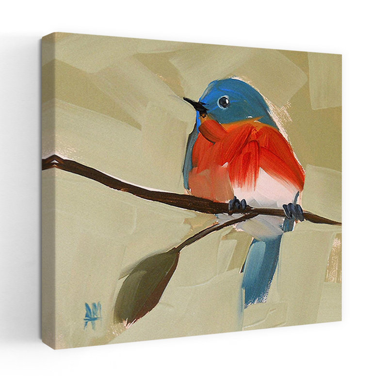 Oiseau bleu, art contemporain, H 24 po x l 24 po