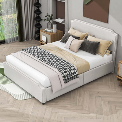 Grand lit plateforme avec rangement Dalston