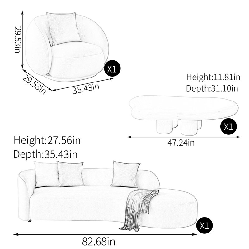 Minimalist sofa and tea table combination