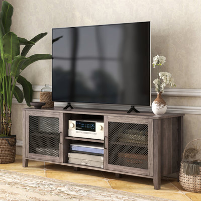 Industrial TV Cabinet Stand For Tvs Up To 65"", Entertainment Center With Mesh Doors And  Shelves For Living Room -  17 Stories, A95814064B424179A096DAD38561C395