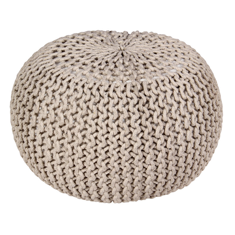 Antoinette 50cm Wide Round Solid Colour Pouffe Ottoman, Cream