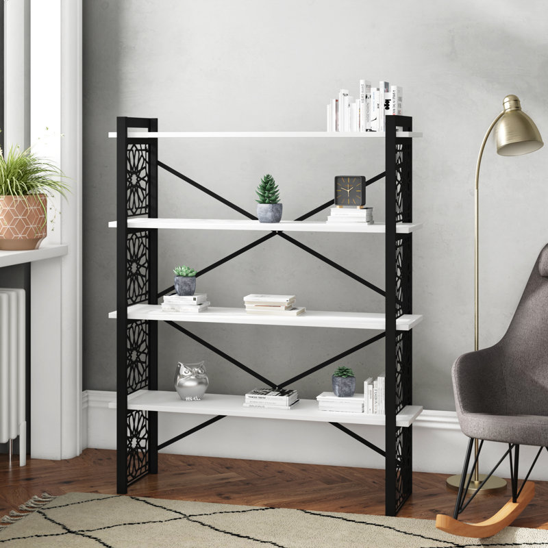Calla 148.5cm H x 120cm W Standard Bookcase, Black/White