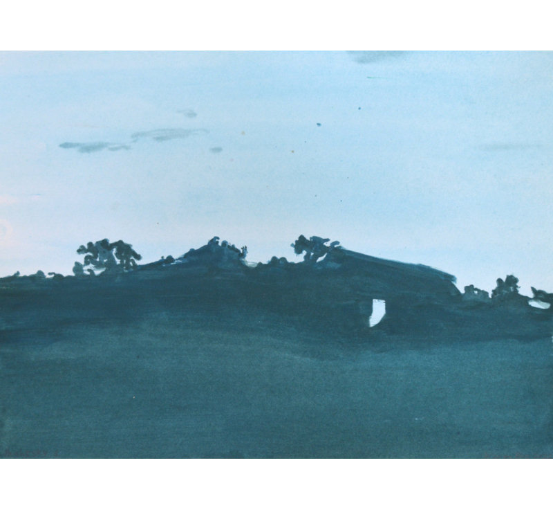 «Minimalist Dark Horizon» par Karin Bos - art mural côtier - reproduction encadrée mat 18 x 12 (noyer), 18 × 12, Brun