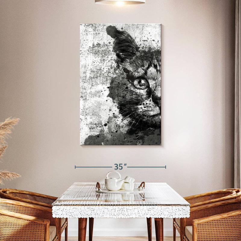 Brampt Cat Face Black And White, 48" H x 32" W