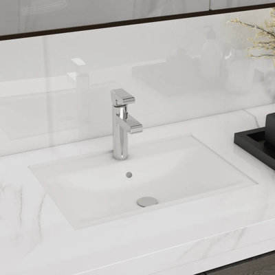 Belfry Bathroom Rolen 3200mm Ceramic Rectangular Countertop Basin Bathroom Sink with Overflow