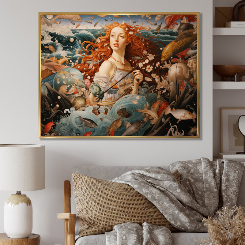 Chef-d'œuvre de la naissance de Vénus III sur toile, H 34 po x l 44 po x P 1,5 po, Cadre flottant doré