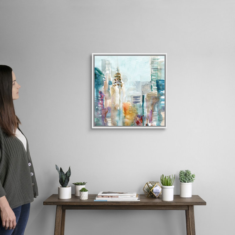 Spectrum NYC - Peinture sur toile, H 21,7 po x l 21,7 po x P 1,75 po, Cadre flottant blanc