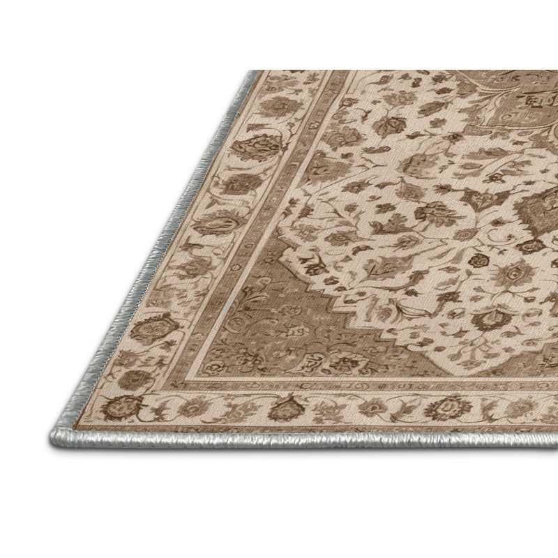 Tapis beige Tabriz lavable à la machine, Rectangulaire 3 pi x 5 pi
