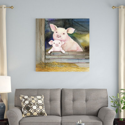 «Farm Family Pigs» par Kathleen Parr McKenna, reproduction d'art sur toile tendue