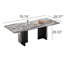 Table de salle à manger moderne 78,7 po, plateau en pierre frittée brillante, pieds doubles en acier inoxydable pour 8-10