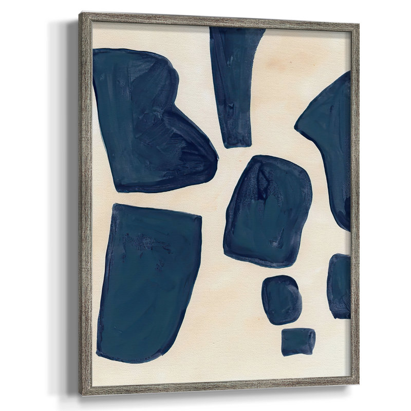 «Blue P pièces I», reproduction encadrée - bois massif, H 15 po x l 12 po