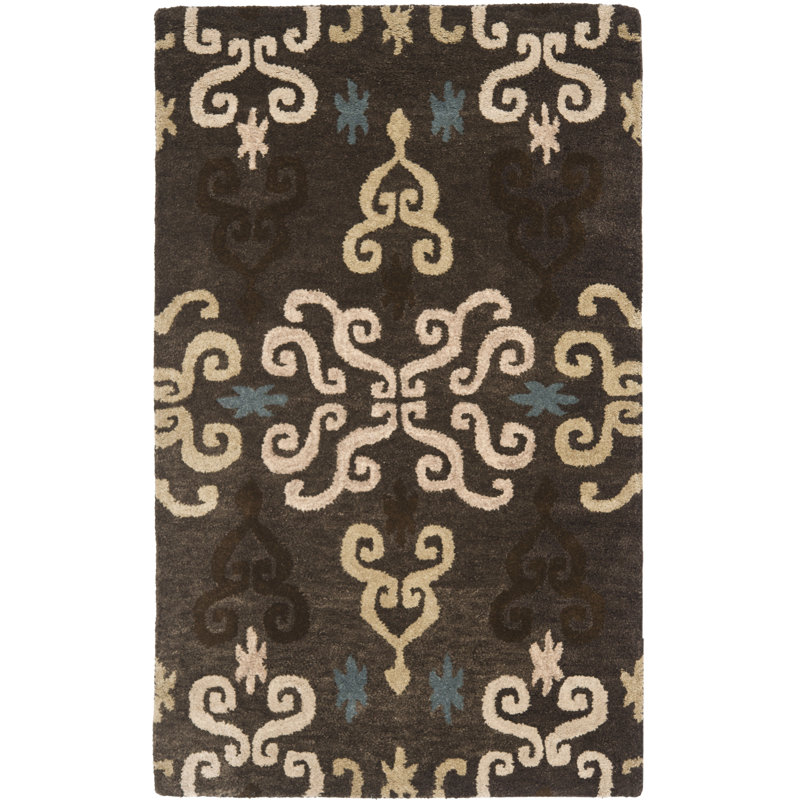 Amory Hand Tufted Wool/Cotton Geometric Rug in Blue/Beige, Rectangle 2' x 3'