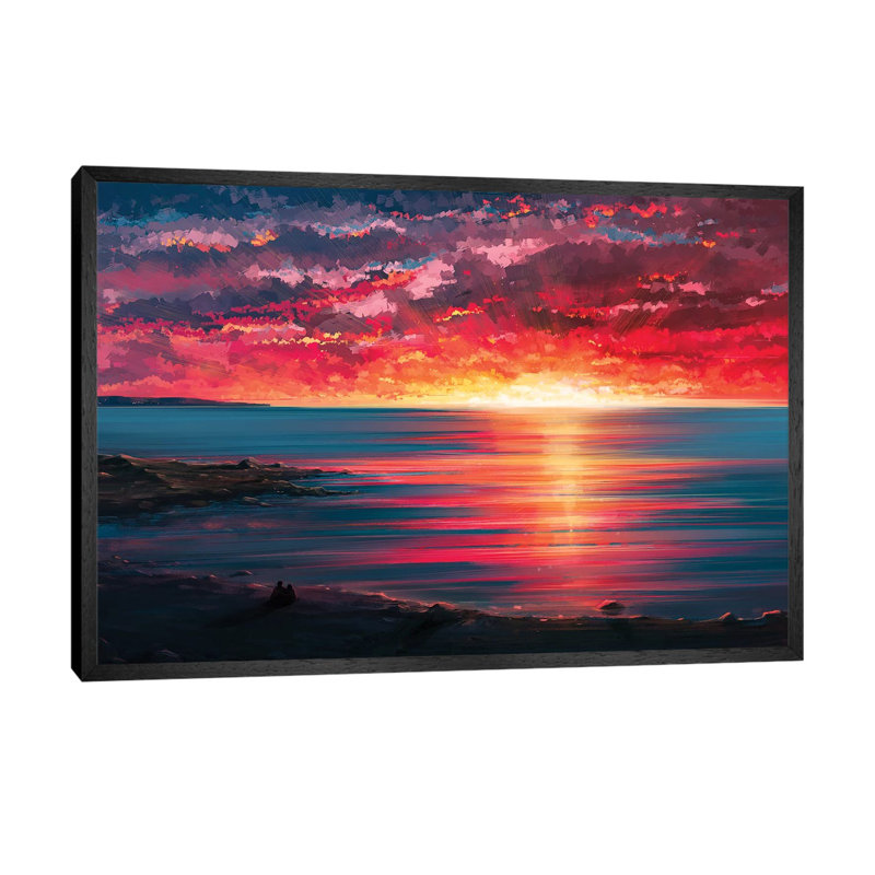 'Seaside' by Alena Aenami - Floater Frame Graphic Art Print on Canvas, Black Framed