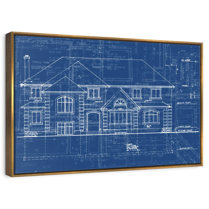 Plan de maison, Cadre flottant doré, 37 po x 25 po