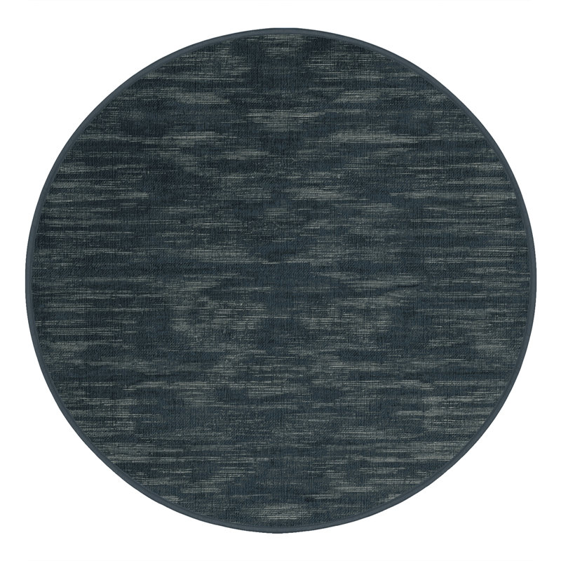 Machine Washable Abstract Black Area Rug, Round 4'
