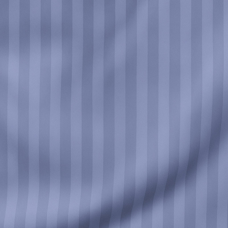 40cm Deep Pocket Microfiber Stripe Fitted Sheet, Washed Blue, Double (4'6)