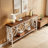 Rustic Metal & Wood Sofa & Console Table With Multifunctional Storage-270327294-270327293
