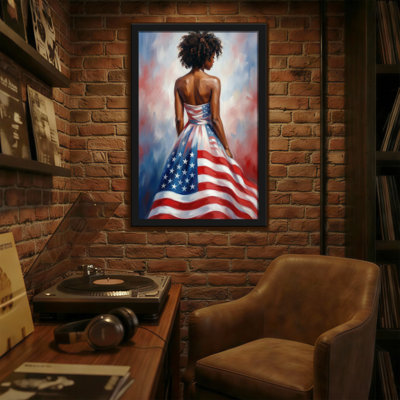 Abstract American Flag Dress Woman Back View