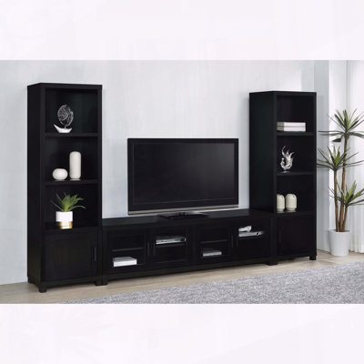 Tour média noire à 3 tablettes avec armoire