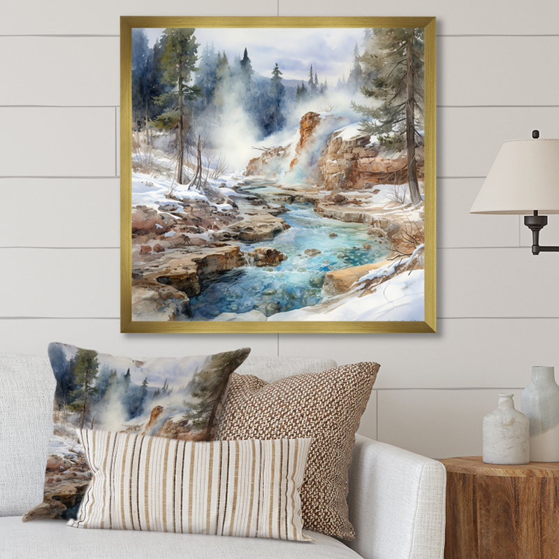 Impression sur toile Geyser Charm In Winter I, Cadre doré simple, H 30 po x l 30 po x P 1 po