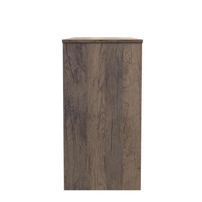 Ceinwen 3 Drawer Desk (Ready Assembled), White Matt/Vintage Oak