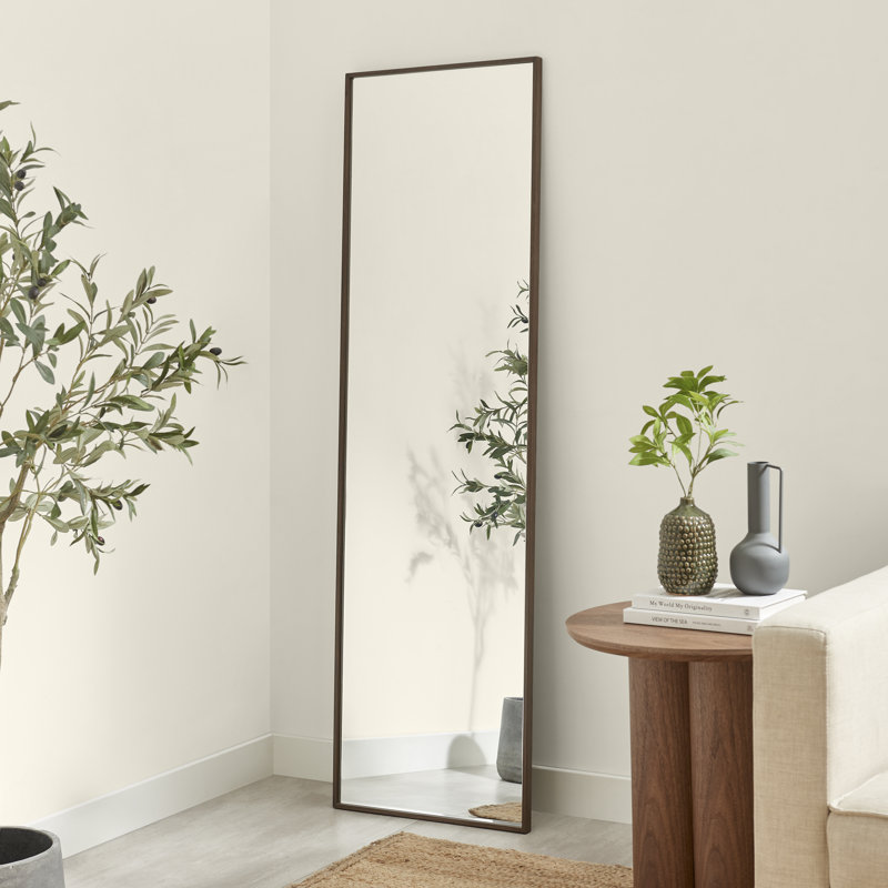 Struan Wooden Rectangle Full Length Bedroom Hallway Mirror - Scandi Elegant Style, 170 cm H x 50 cm W, Walnut
