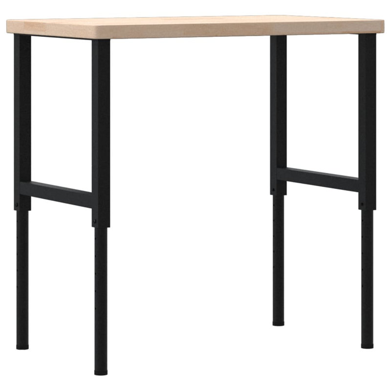 Solid Wood Top Height-Adjustable Workbench, 99.5 cm H x 100 cm W x 60 cm D, Oak Wood