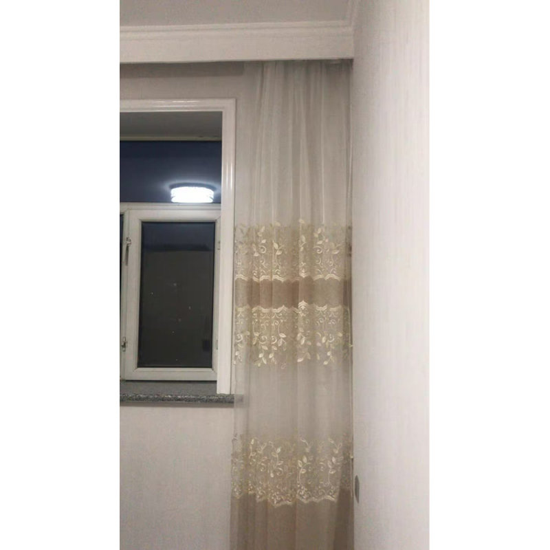 Luxury Tulle Curtains for Living Room Beige Sheer Curtain 3D Leaves Embroidery Yarn Bedroom Gauze Drapes for Window Decoration 2 Panels Grommet top (W42in*L98in 2 Panels)