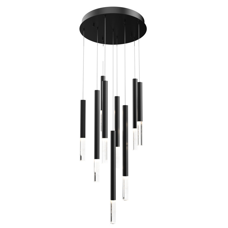 Luminaire suspendu 9 lumières diaphane, Noir