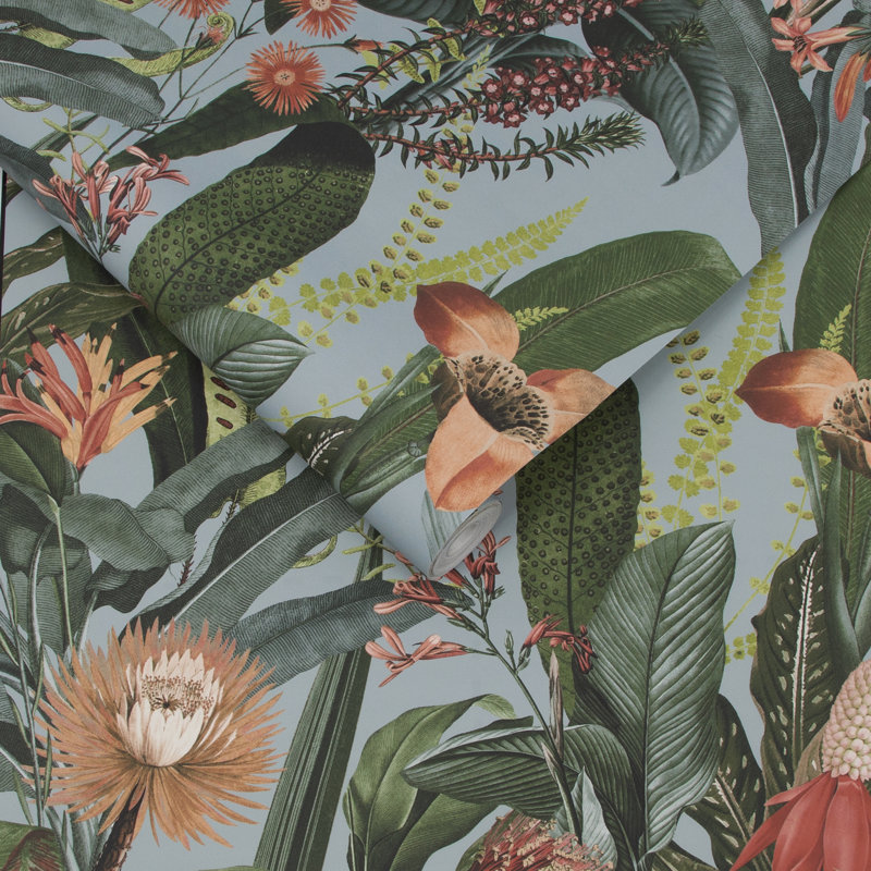 Tigerlily Lush Wallpaper, Blue
