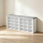 Banc de rangement pour chaussures avec coussin, banc de rangement pour hall d'entrée avec 24 casiers, armoire de rangement élargie de 9,5 po, support à casiers long pour le salon, la chambre à coucher, le vestibule, blanc-705587360-706671068
