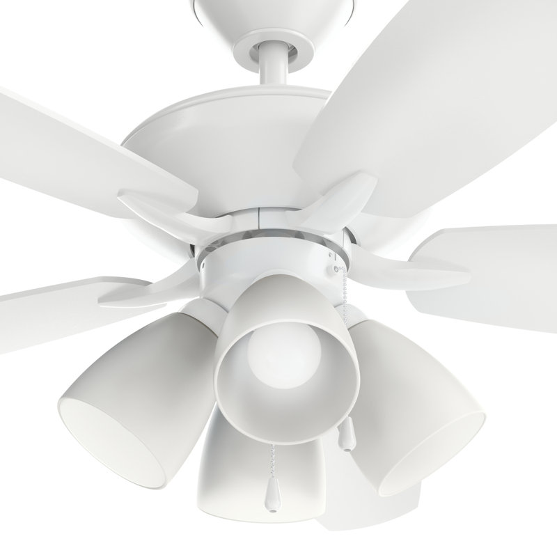 52'' Ceiling Fan with Light Kit, Matte White