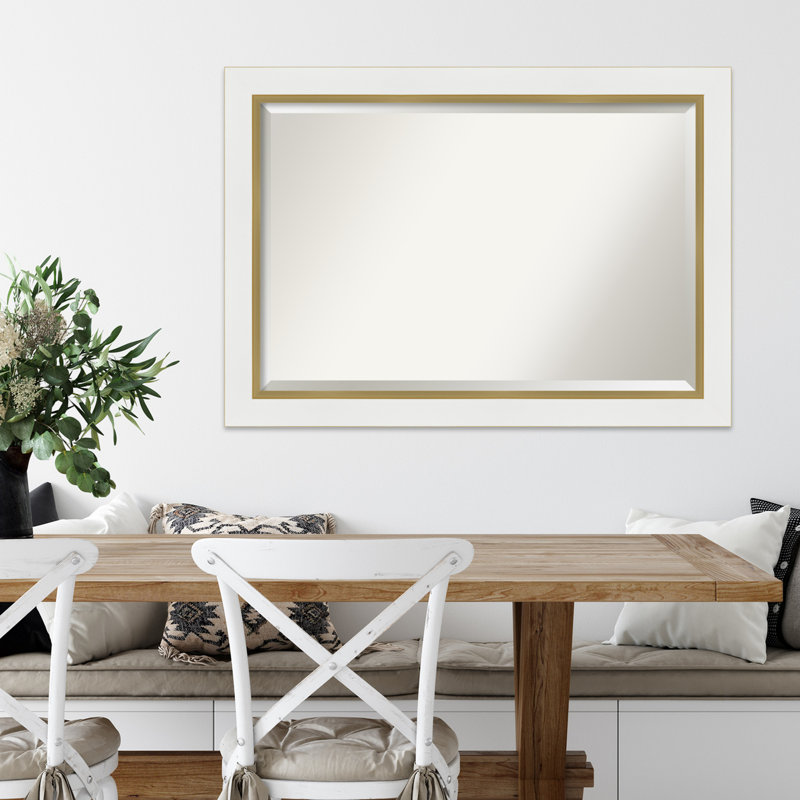 Ahraya Flat Wall Mirror, White/Gold, 29.25" x 41.25"