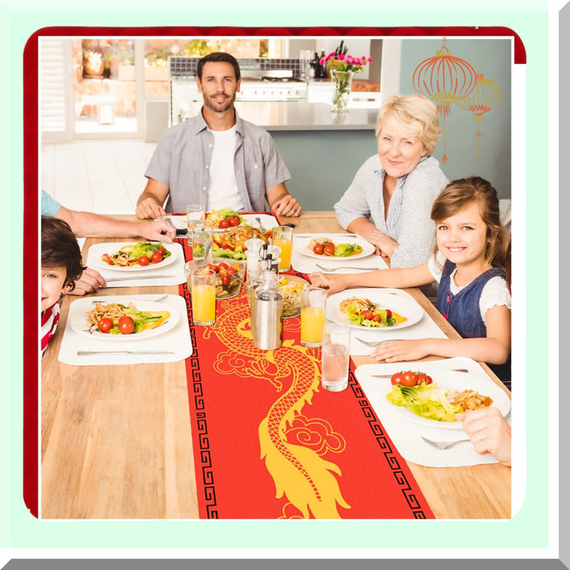 Chinese Dragon Table Runner for Lunar New Year Celebrations