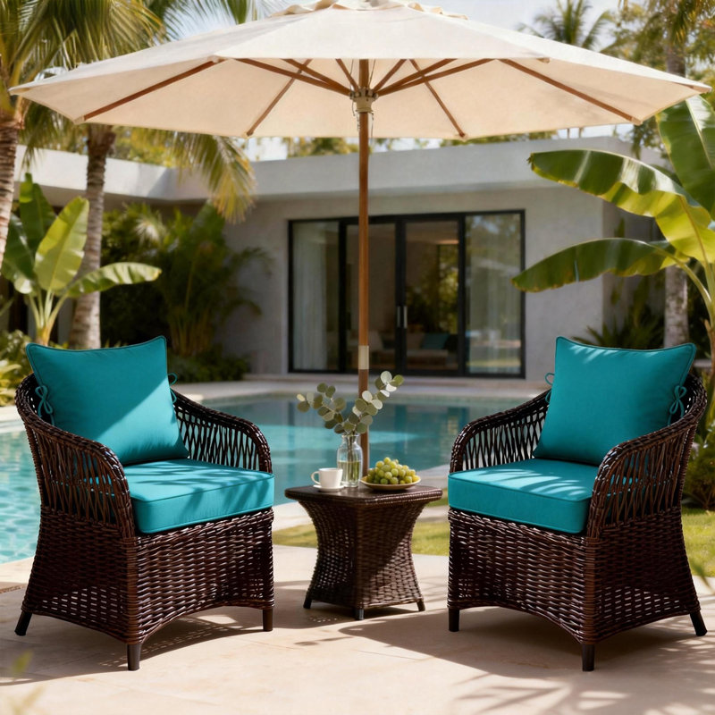 22 x 22 In Patio Furniture Cushions set of 2, Fade Resistant Outdoor Seat Cushions witj 4 pairs of Ties, Deep Seat Cushion for Seat Patio Chairs, Rattan Furniture, Wicker Seating, outdoor Adirondack Chair,Lake Blue