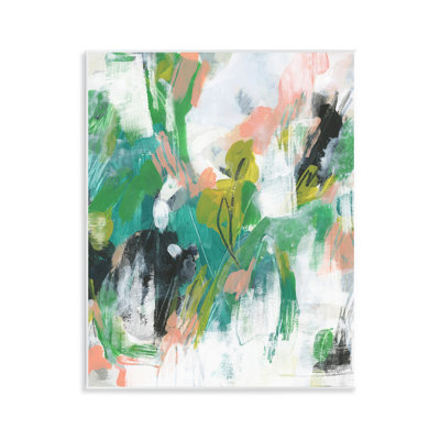 Chaotic Green & Pink Abstract Wall Plaque Art by June Erica Vess