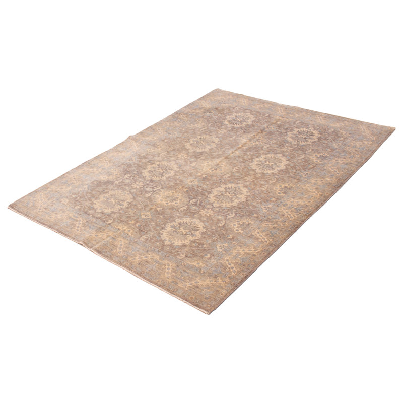 Tapis oriental gris foncé en laine noué à la main 5 pi 10 po x 8 pi 8 po Peshawar