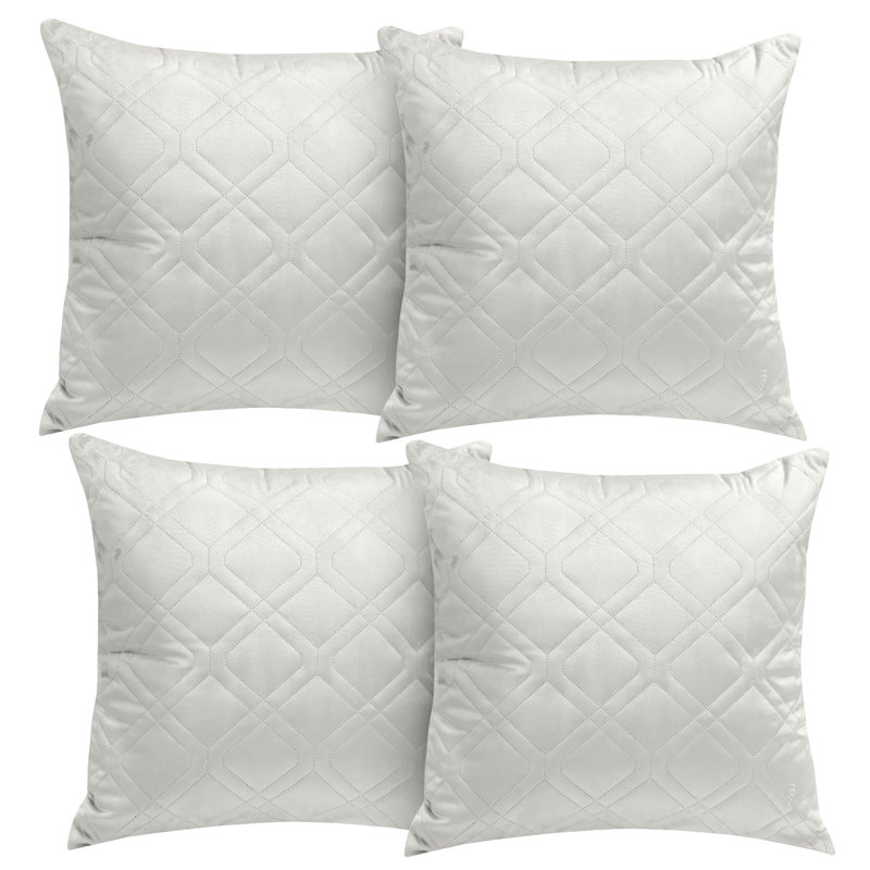 Aspire Homeware Diamond-Pattern Square Velvet Cushion Cover, White, Pack of 4