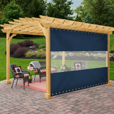 Heavy Duty Outdoor Clear Panel Curtain, All Weather Resistant Tarp Curtain for Pergola Porch Gazebo, Privacy Screen, Blackout Curtains(7 x 12 ft)