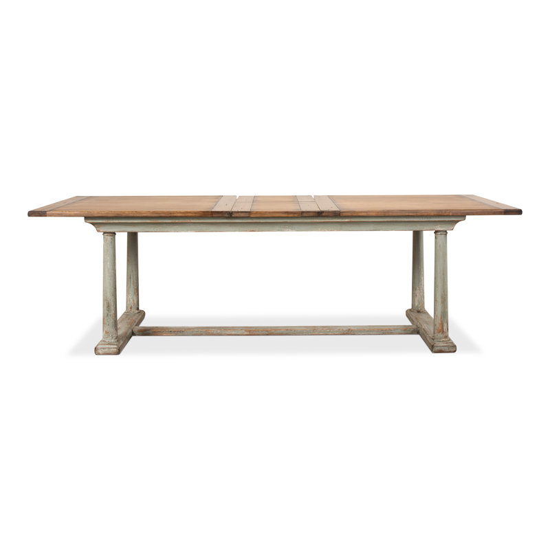 Amelia Extendable Pine Wood Dining Table with Sage Base