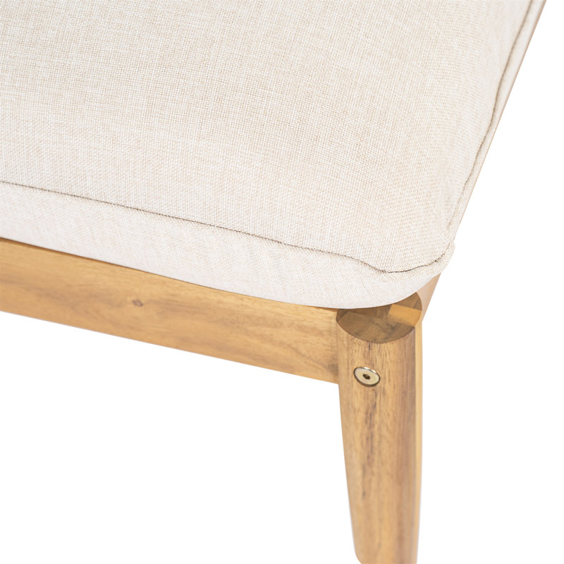 Repose-pieds d'extérieur en bois d'acacia Terassi, finition teck clair avec coussin beige
