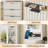 55" Fluted Makeup Vanity Desk With Mirror & Lights, Makeup Vanity With Power Outlet And 9 Drawers 2 Cabinets-1892947844