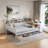 Multifunctional Wooden Daybed With Storage Shelves, Study Desk And 2 Drawers-75303003-75303002