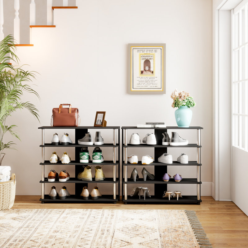 5-Tier Storage 12 Pair Shoe Rack, Black