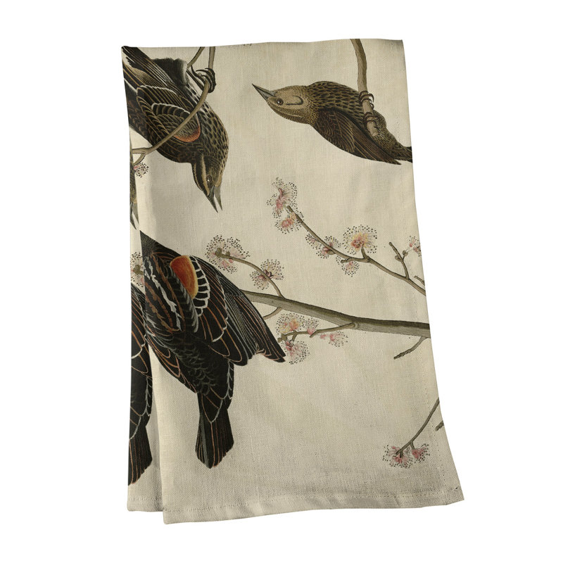 Serviette à thé à oreilles starling, Rouge, Polyester sergé