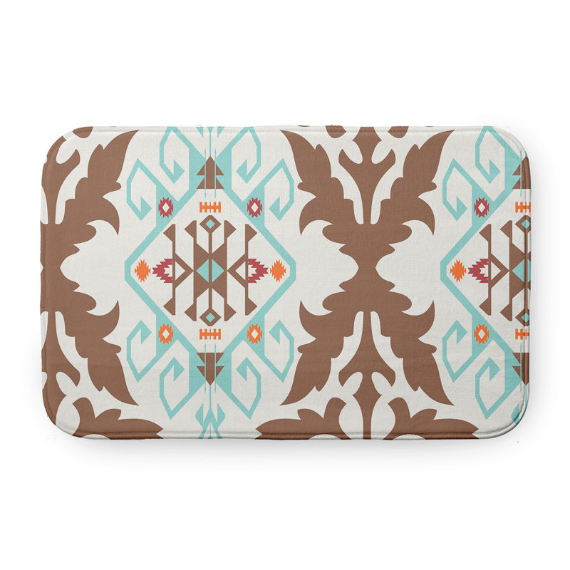 Tapis de bain Happy Hippy, L 17 po x L 24 po, Bleu / Brun